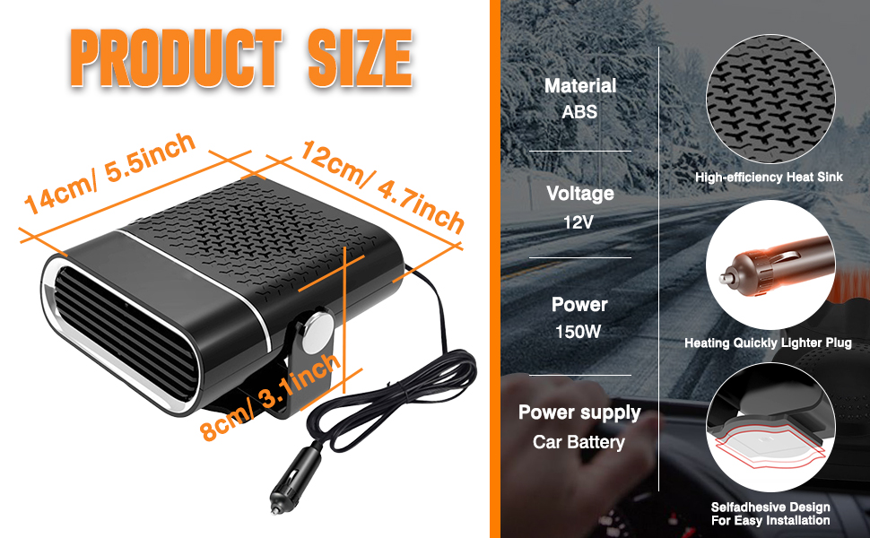 Chauffage de voiture 12v