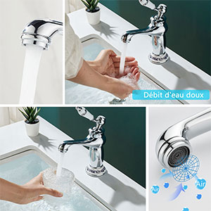 Robinet de salle de Bain Rétro,Robinets de Lavabo pour Salle de Bain Avec Mitigeur Chaud et Froid