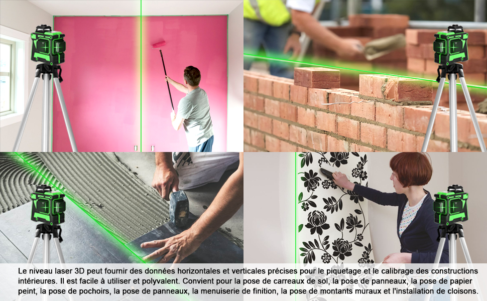 3d 12 lignes lumière verte