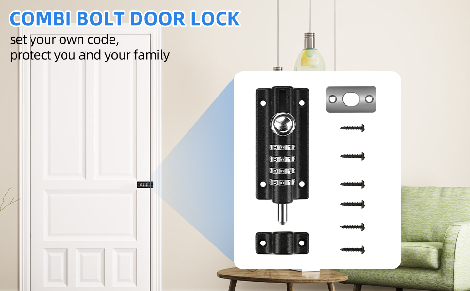 Combination Locking Bolt Door Lock Bolt Code Bolt Lock Code Keyless Combination Bolt Shed Lock