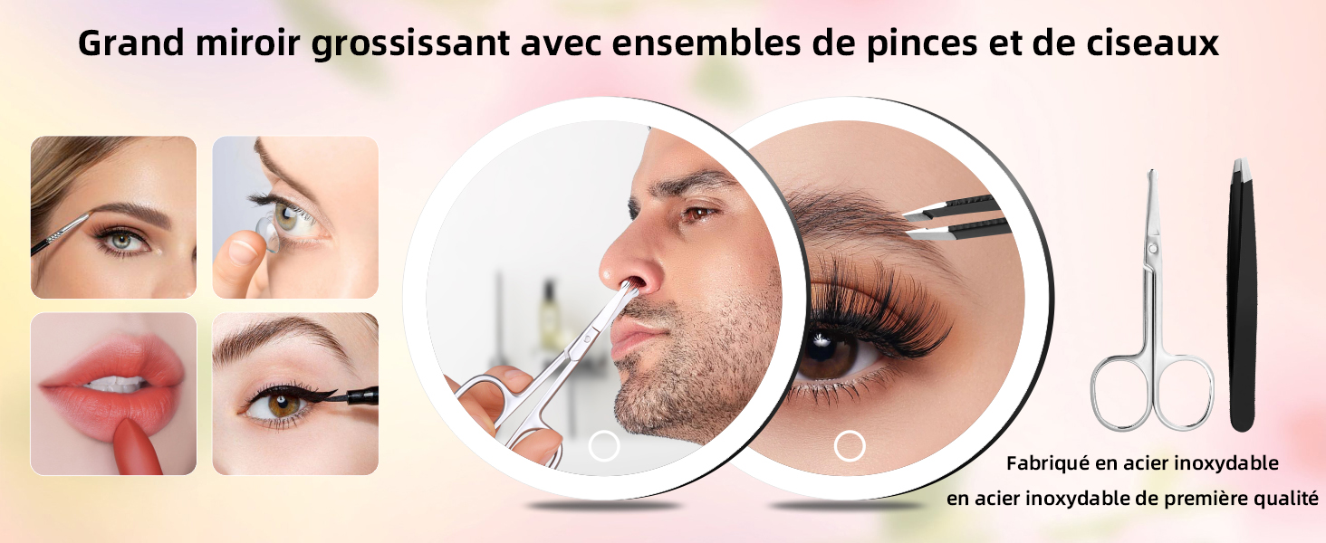 miroir grossissant avec lumière