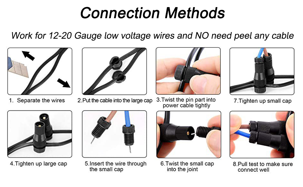 Conectores impermeables de bajo voltaje