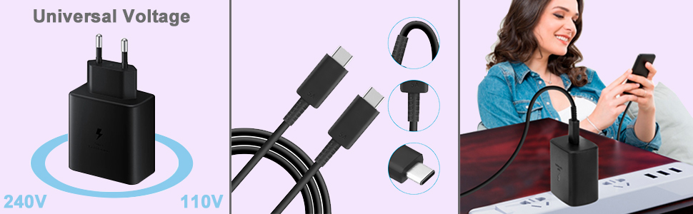 USB C Chargeur rapide Galaxy S24 S23 S22 Ultra A54 Tab S9 S8 S8+ S8 Ultra charge chargeur tablette