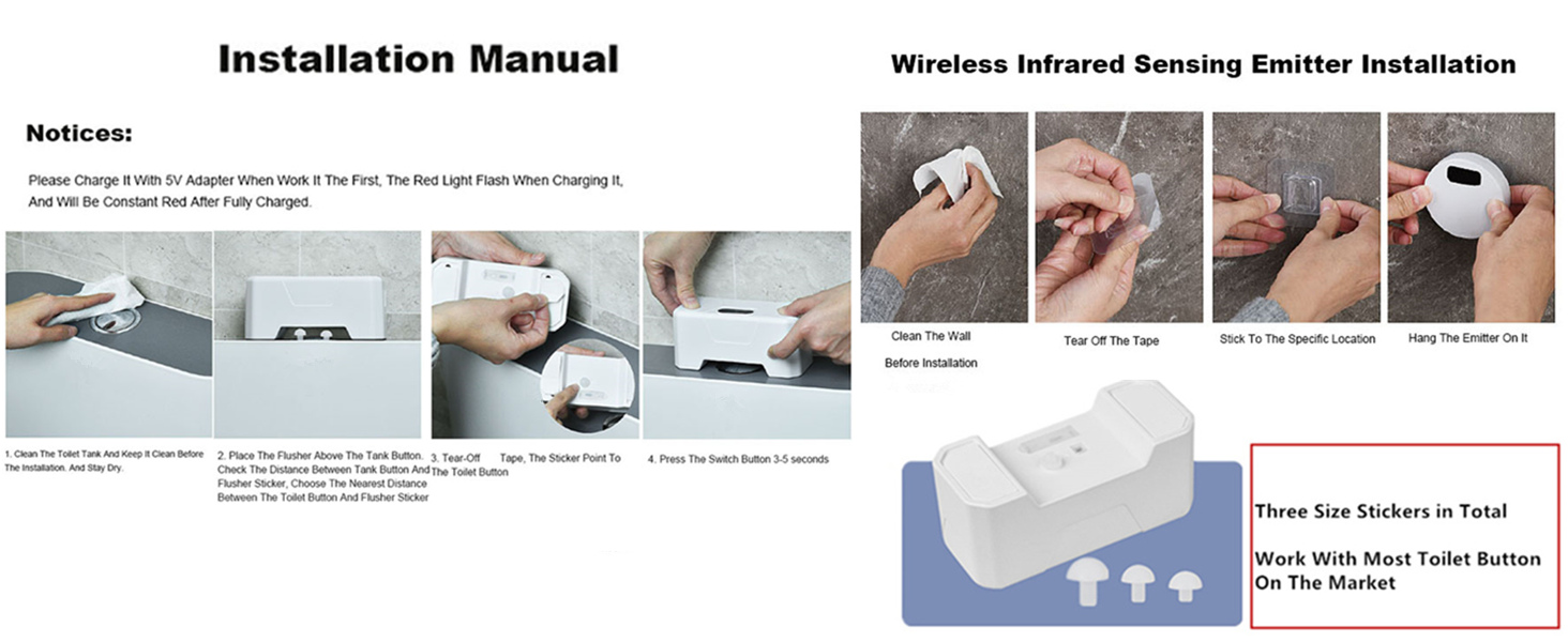 2023 Upgraded Touchless Toilet Flush Kit, Automatic Toilet Flusher, Waterproof Flusher for Toilets