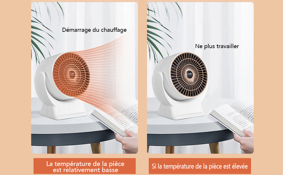 Radiateur Soufflant, 800W Chauffage d'Appoint, Chauffage électrique
