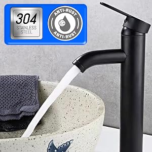 Robinet Lavabo Haut Noir Mat