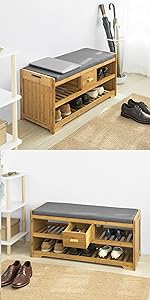 SoBuy Shoe Racks and Tidies Padded Hallway Shoe Storage Rack Bench with ...