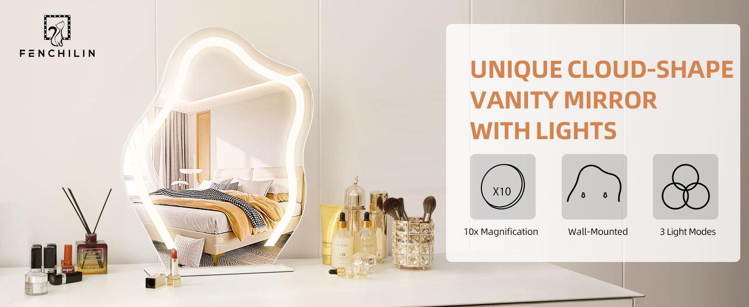 Unique cloud-shape vanity mirror with lights