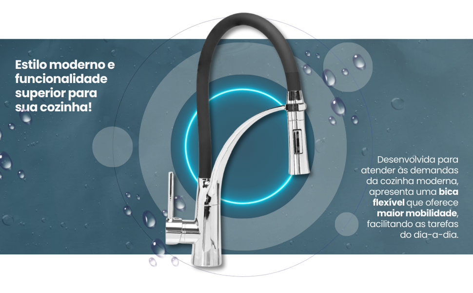 Luxo, Extensível, Bancada, Quente Fria, 50cm, Monocomando, Gourmet, Torneira Flexivel