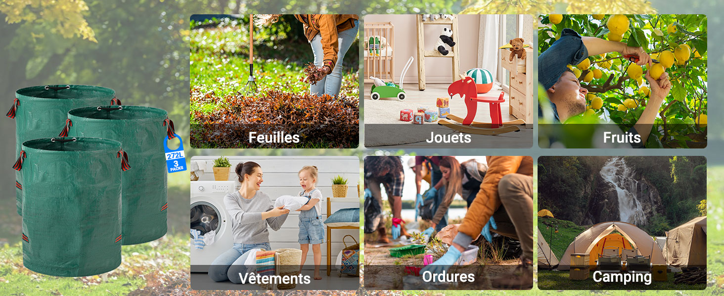 Velway Sacs à déchets de jardin robustes