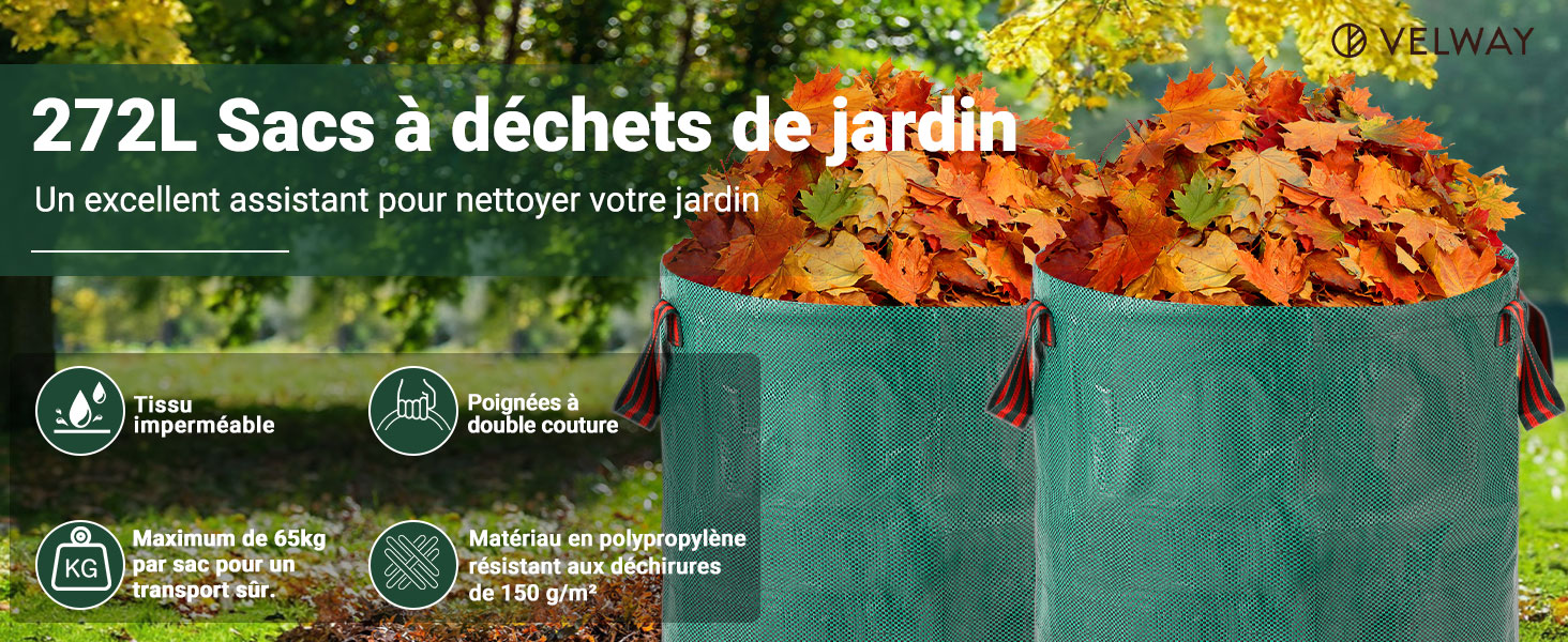 Velway Sacs à déchets de jardin robustes