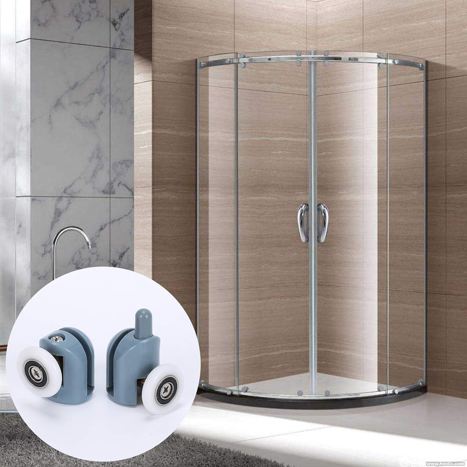 Roulettes pour porte de douche