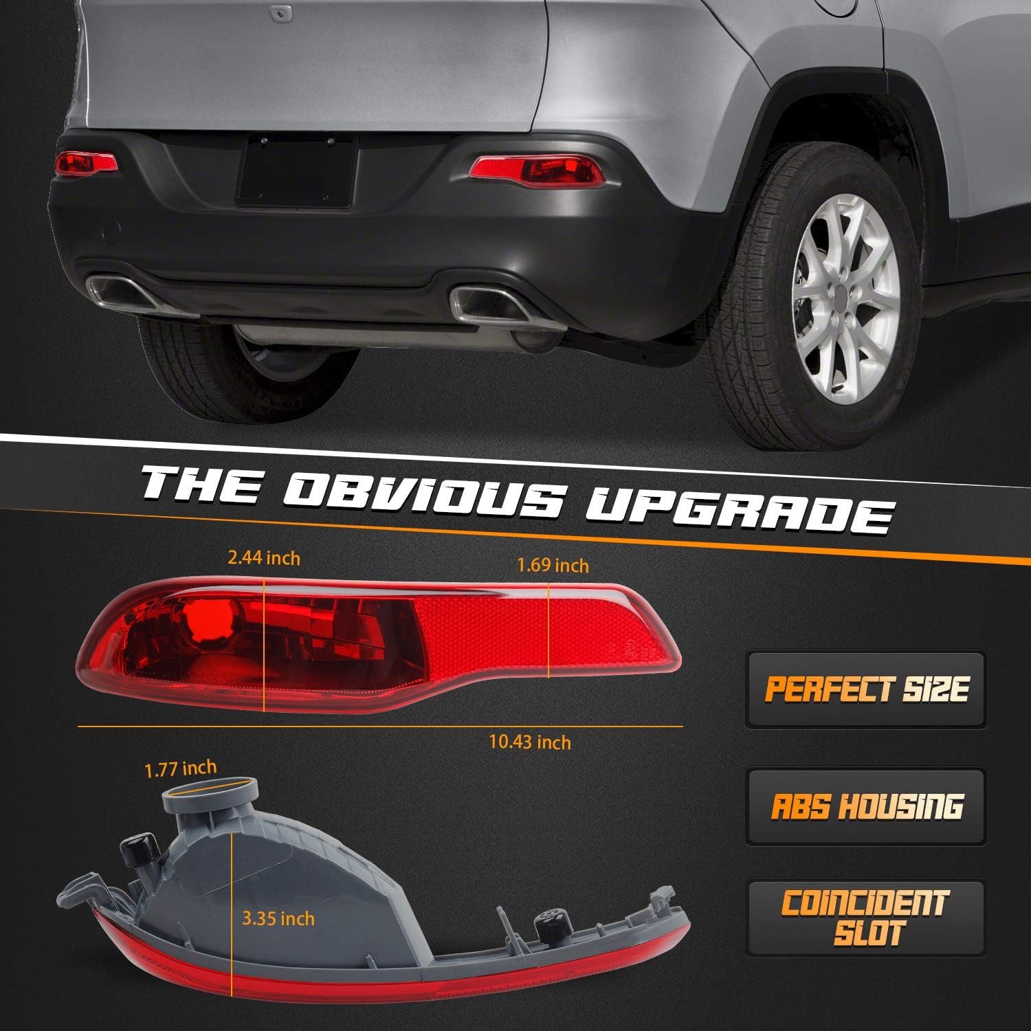 Lentille de Feu Anti-brouillard Rouge pour Jeep Cherokee KL 2014-2018