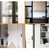 LEISEI 2 poignées de porte coulissantes ovales auto-adhésives en alliage d'aluminium noir mat sans perforation pour portes coulissantes, fenêtres d'armoires103cm