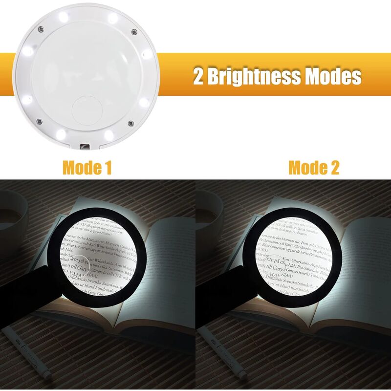 Loupe 5X 11X avec lumière 8 LED Lampe Loupe pliable Support Accessoire de table