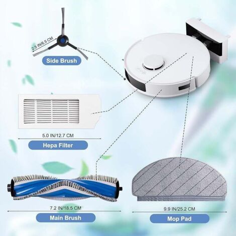 Kit accessoires pour aspirateur robot ECOVACS DEEBOT N20 / N20 Plus / N20 Pro Plus, 1 brosse principale, 4 filtres HEPA, 4 Chiffo