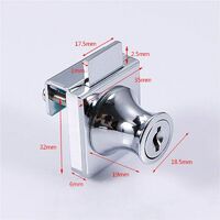 Serrure de porte en verre Thsinde, serrure en acier chromé, serrure de porte en verre, serrure de vitrine de serrure de porte en verre avec, pour porte en verre perceuse de 5 à 8 mm avec 2 clés