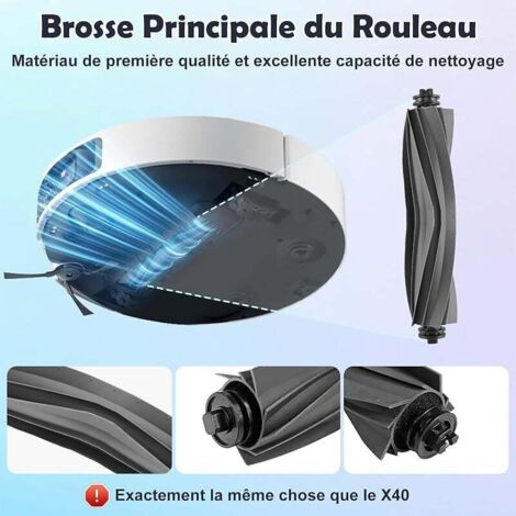 Kit accessoires pour Dreame X40 Ultra Complete / X40 Master / L40 Ultra/Mova P50 Pro Ultra Robot Aspirateur, 1 Brosse Principale,
