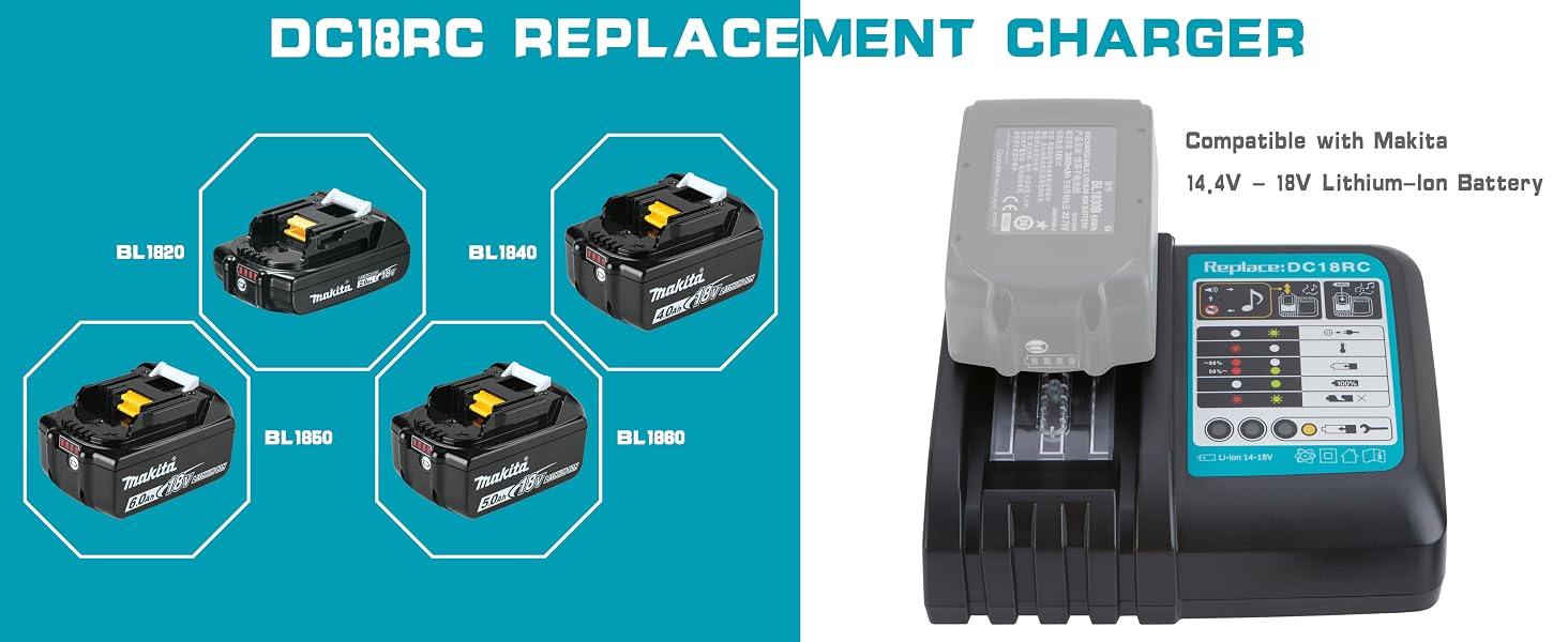 Battery charger lithium ion 14.4v 18v volt BL1815 BL1820B BL1820 BL1830 BL1850 BL1840 LXT-400 