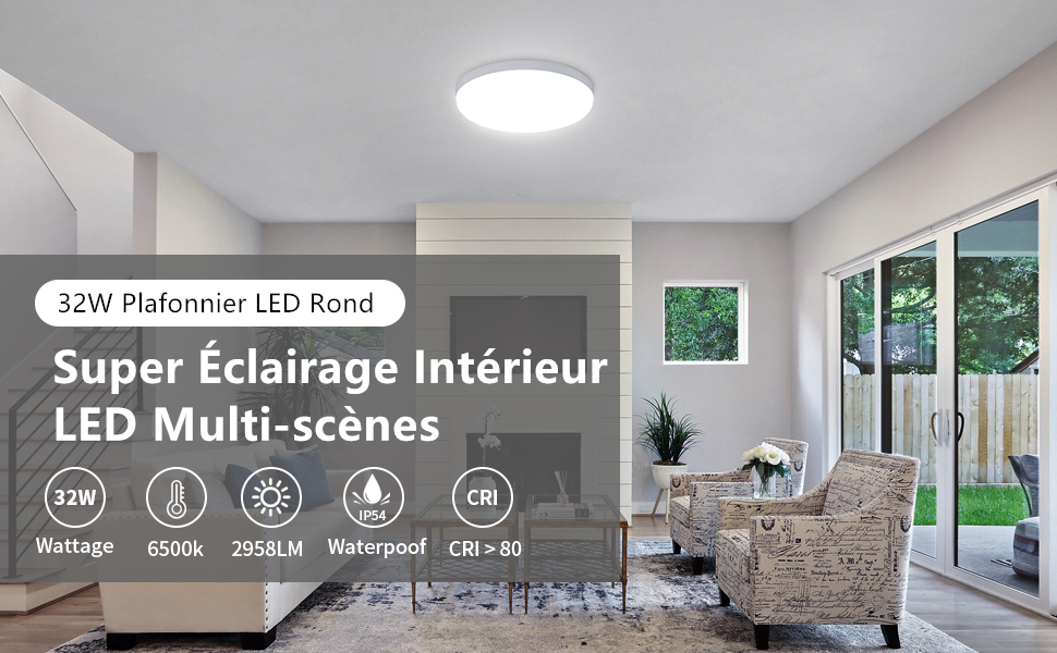 32W Plafonnier LED Rond