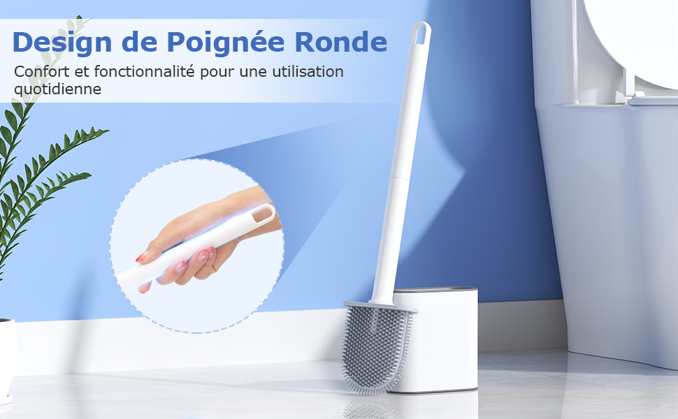 Brosse de toilette en TPR, nettoyage sans angles morts.