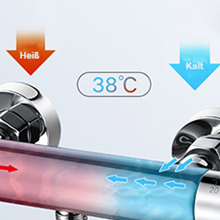 Robinet Thermostatique Bain Douche avec Bouton Sécurisé à 38°C, Thermostatique de Baignoire