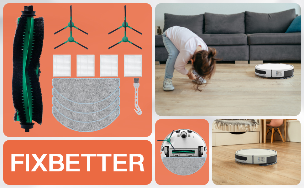 Fixbetter Kit d'accessoires pour iRobot Roomba Combo Essential Y0112/Y0110