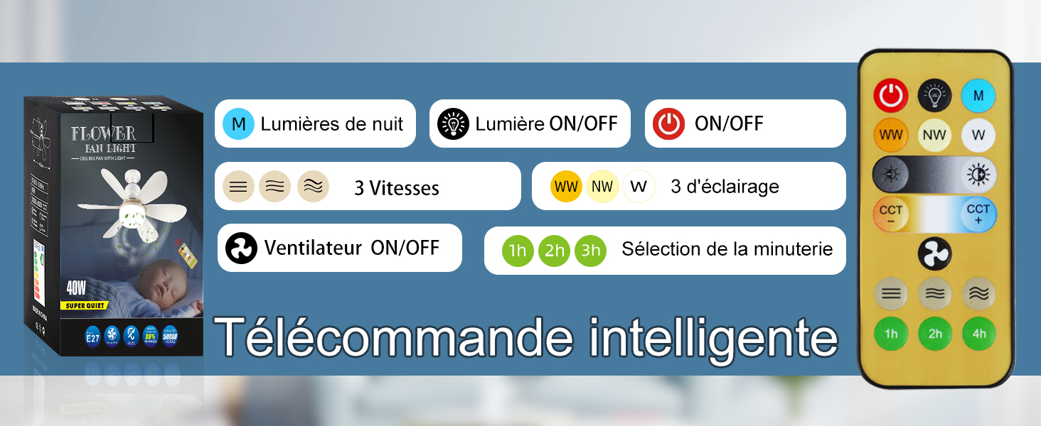 Ventilateur de Plafond avec Lumière