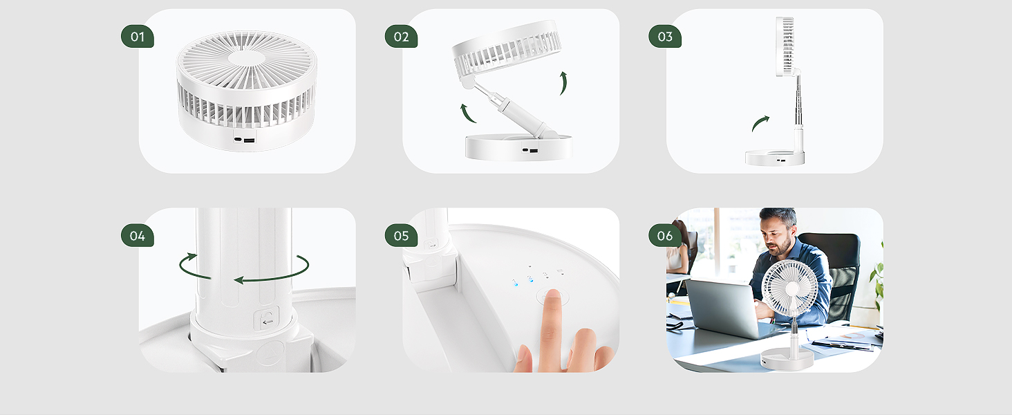 Ventilateur de table pliable sur pied