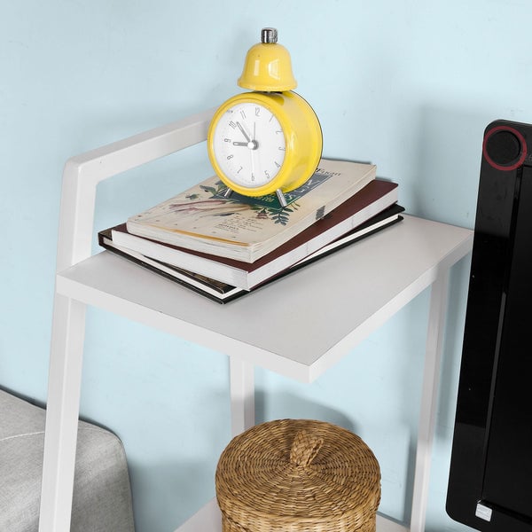 SoBuy Scrivania Tavolo Scrivania Bianca Bianco Con Libreria Fwt29-W