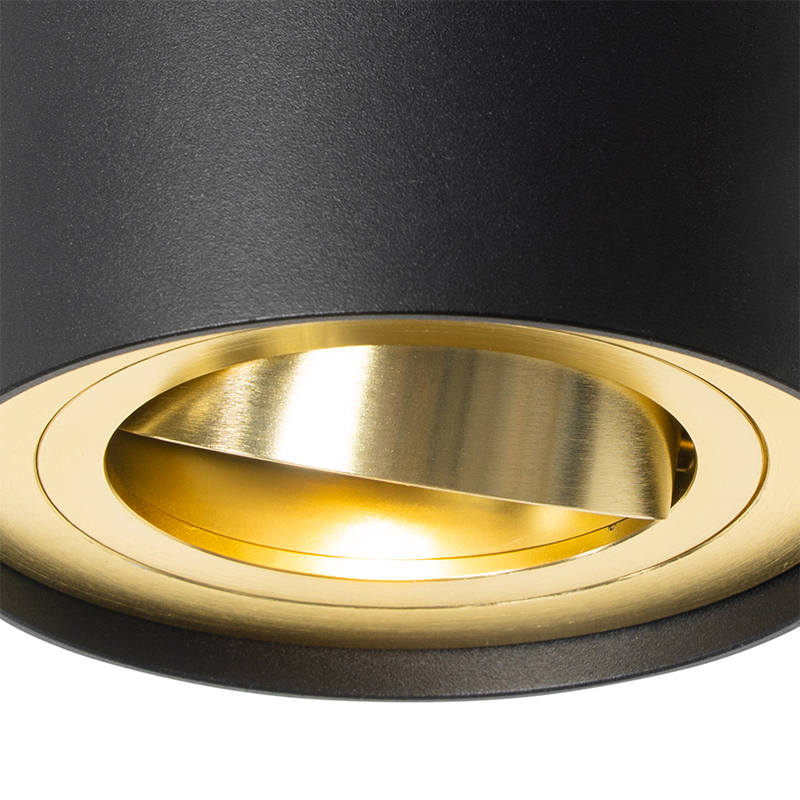Spot de plafond noir avec or orientable et inclinable - Rondoo up