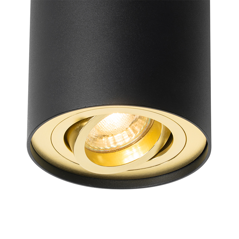 Spot de plafond noir avec or orientable et inclinable - Rondoo up