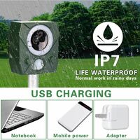 Deckon Répulsif Chat Exterieur,Répulsif pour Animaux,Ultrason Souris et Rat Solaire, USB Rechargeable Répulsif Anti Chats Étanche avec 5 Fréquence Réglables pour Chien Chat Pigeons Écureuil Loir Oiseaux