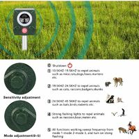 Deckon Répulsif Chat Exterieur,Répulsif pour Animaux,Ultrason Souris et Rat Solaire, USB Rechargeable Répulsif Anti Chats Étanche avec 5 Fréquence Réglables pour Chien Chat Pigeons Écureuil Loir Oiseaux