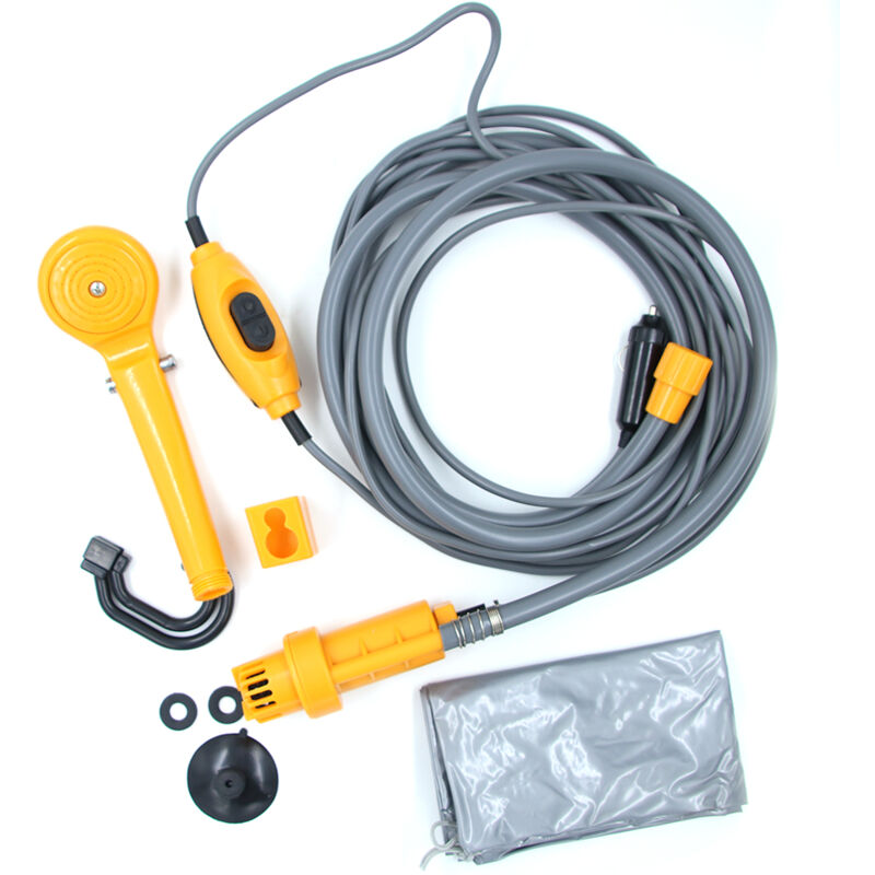 Kit de douche d'extérieur portable, douches de camping 12 V avec pompe à eau, câble de 6 mètres avec prise allume-cigare, max 2,5 L d'eau par minute