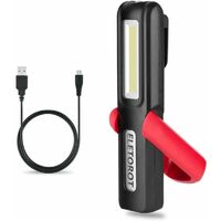 Deckon Lampe de Travail, Lampe Baladeuse led Rechargeable usb Aimantee, COB Mecanique Lampe d'Inspection pour Réparation Automobile,Garage, Camping,d'urgence, etc
