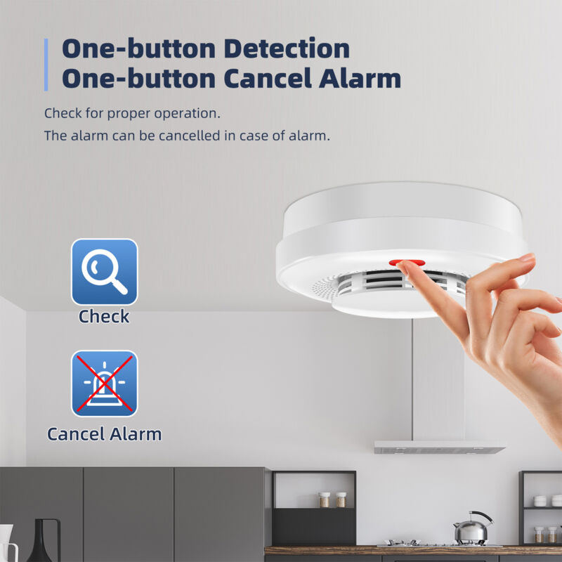 Détecteur de fumée intelligent WiFi, alarme incendie, vérification automatique, application Tuya, détection à 360 degrés, contrôle à distance pour maison, camping-car, hôtel, bureau, surveillance mul
