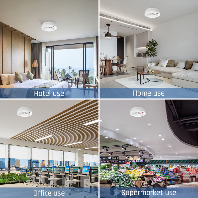 Détecteur de fumée intelligent WiFi, alarme incendie, vérification automatique, application Tuya, détection à 360 degrés, contrôle à distance pour maison, camping-car, hôtel, bureau, surveillance mul
