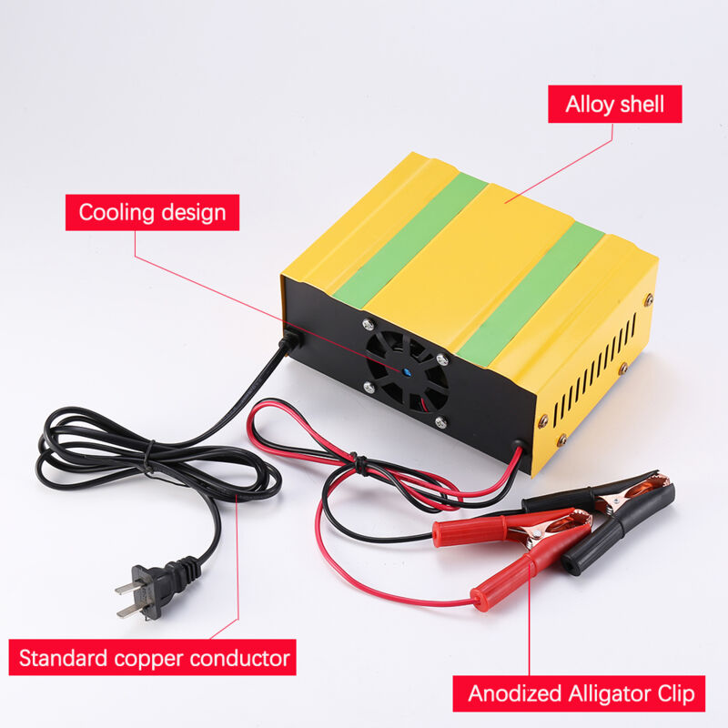 Chargeur de batterie 12V/24V Chargeur de réparation d'impulsions intelligent avec affichage numérique pour batterie de voiture et de moto Prise UE