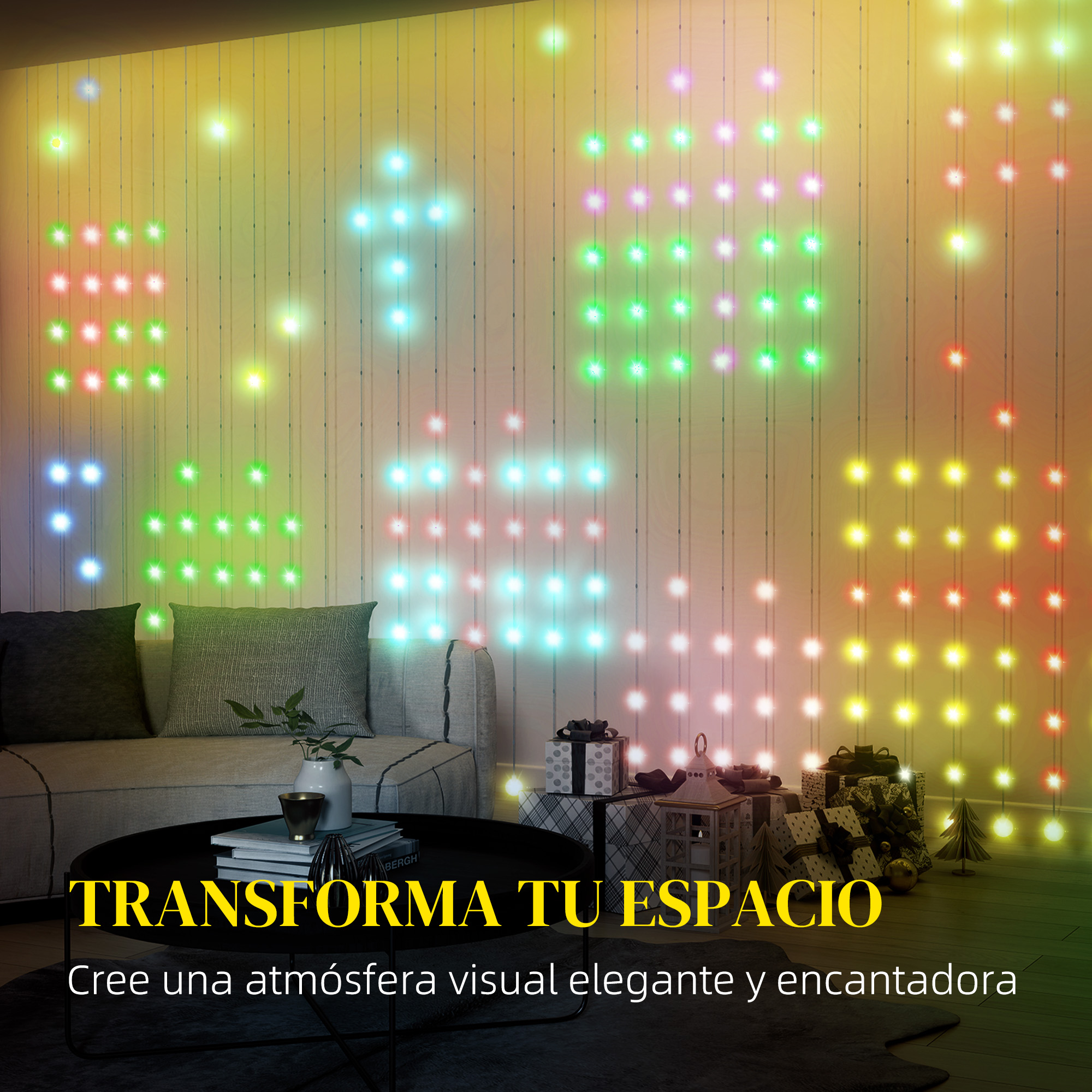 Mode musique : lumières synchronisées au rythme audio, minuterie 1‑2‑3h