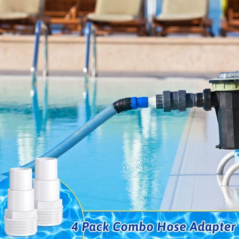 UlisemAdaptateur de tuyau combiné pour pompe de filtration de piscine, remplacement pour pompe de piscine hors sol, filtre, écumoire, compatible avec les adaptateurs Hayward SPX1091Z7 et SPX1091Z4 (4  - 4