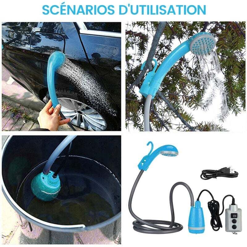 Douche de Camping Portable, pompe de douche de Camping en plein air, pomme de douche Rechargeable pour Camping randonnée