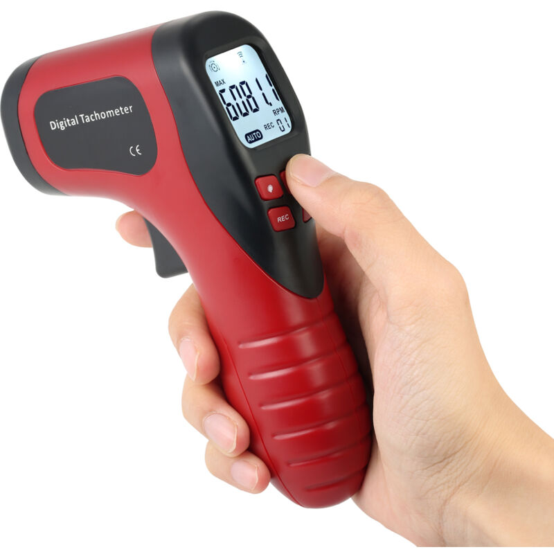Tachymètre photo numérique LCD portable, laser sans contact, plage de tachymètre 2,5-99999 tr/min, compteur de vitesse du moteur avec 1 ruban réfléchissant