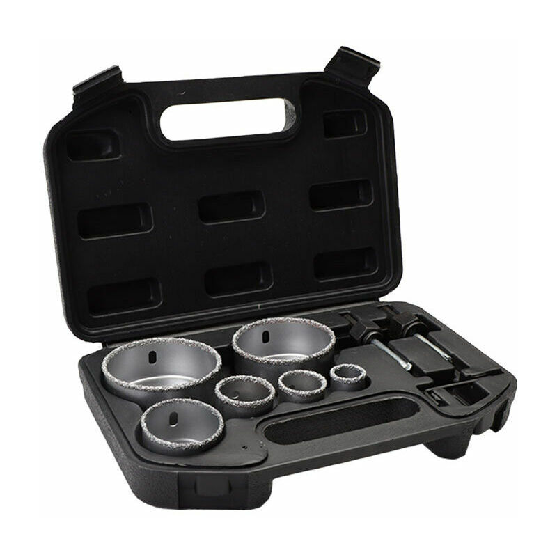 GABRIELLE Diamond Coated Tile Hole Saw Set with Alloy Storage Box 6 Holes 22 73mm Portable Durable Concrete Cutting