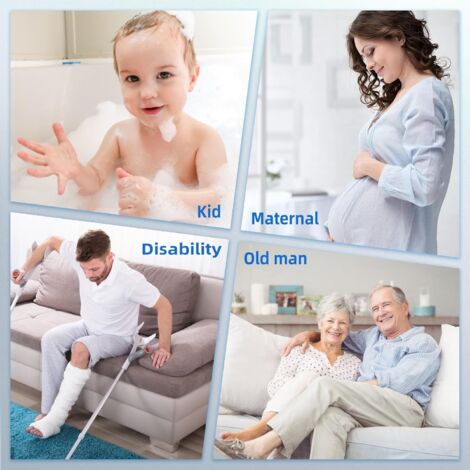 Maniglione di supporto per doccia a 135° per vasche da bagno in acciaio inossidabile e PVC per disabili e persone con mobilità ridotta - 5