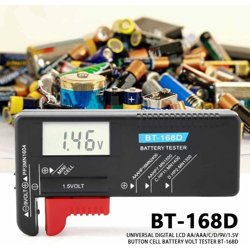 Tester Batterie Tester per Batterie Portatile Tester Pile Universale Tester  della Batteria con LCD Per AA, AAA, C, D, N, 9V, 1.5V, Batterie a Bottone