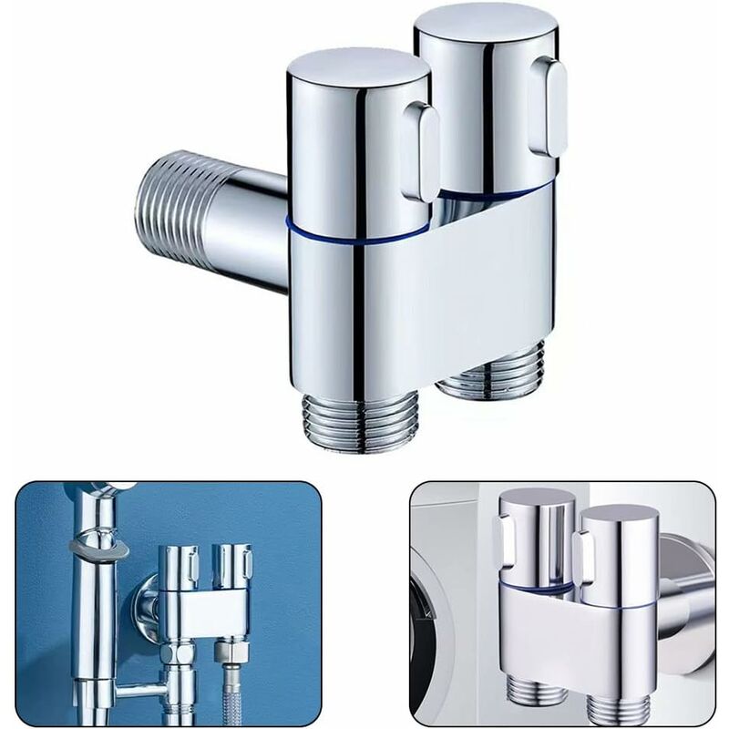 Grifo de lavadora/inodoro G1/2 de 0,2 cm con doble control, válvula de ...