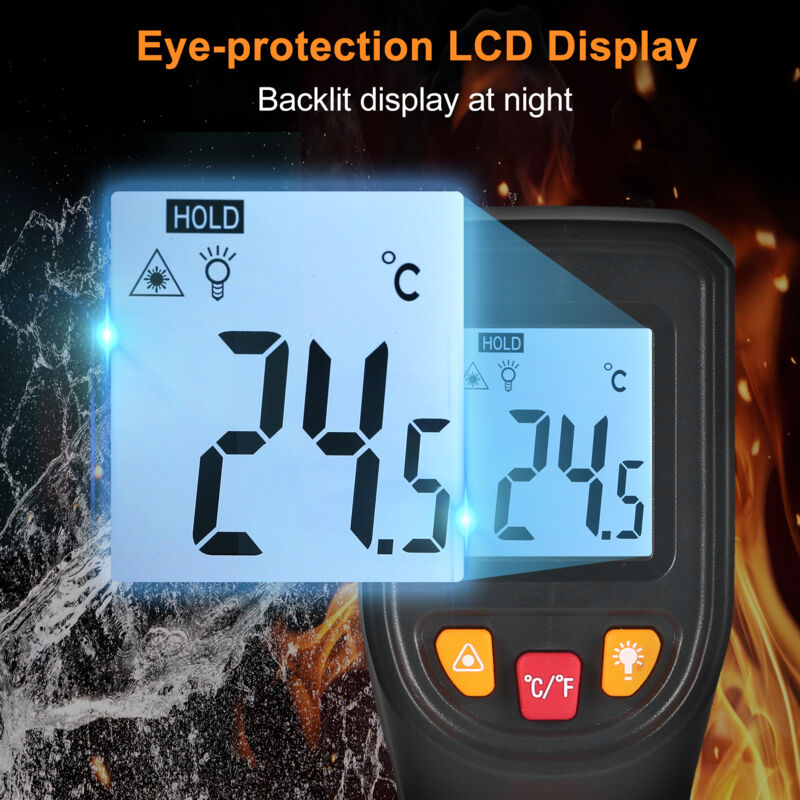 Thermomètre infrarouge NJTY Pistolet de température numérique sans contact -50°C600°C (-58°F1112°F) Thermomètre IR pour l'industrie, la cuisine, l'automobile, pas pour la température du corps humai