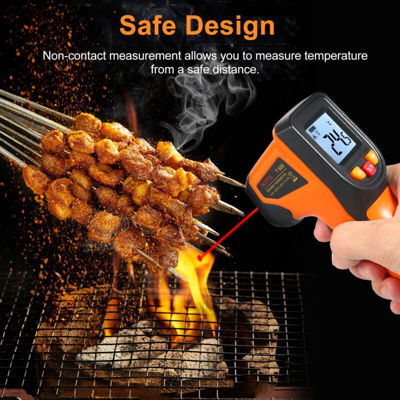 Thermomètre infrarouge NJTY Pistolet de température numérique sans contact -50°C600°C (-58°F1112°F) Thermomètre IR pour l'industrie, la cuisine, l'automobile, pas pour la température du corps humai
