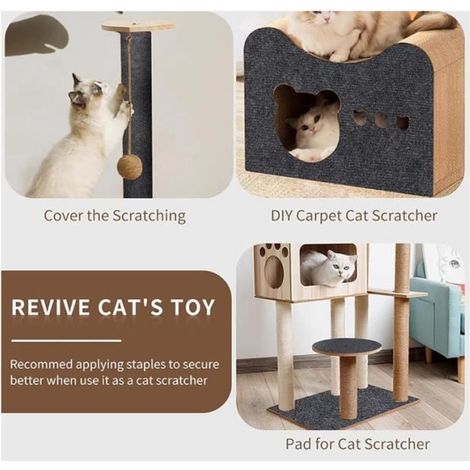 DIY Climbing Cat Scratcher,Protection Canape Chat Anti Griffe,Grattoir Chat Canapé,Protège Les Meubles - Gris Clair,40x200cm - 4